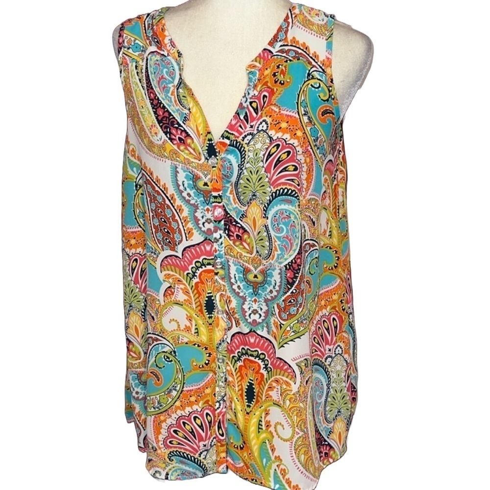 Melissa Paige Paisley Floral Sleeveless Blouse M